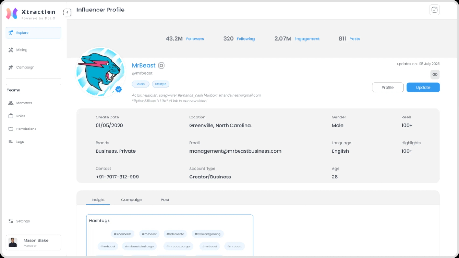 xtraction dashboard